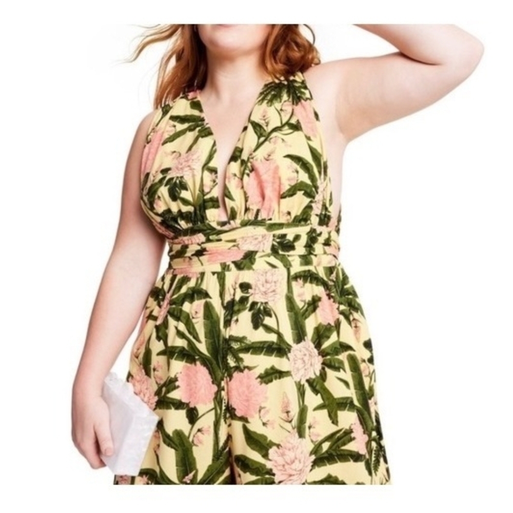 Agua Bendita Floral Jumpsuit in Pink and Green